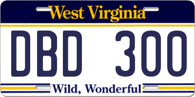 WV license plate DBD300