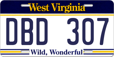 WV license plate DBD307