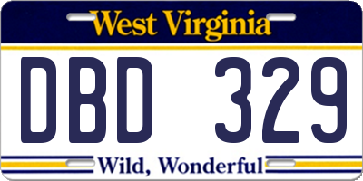 WV license plate DBD329
