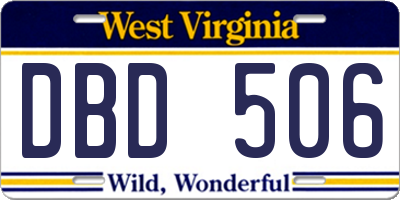 WV license plate DBD506