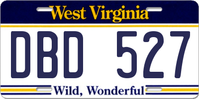 WV license plate DBD527