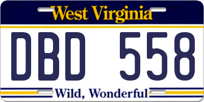 WV license plate DBD558