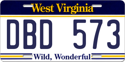 WV license plate DBD573