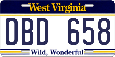 WV license plate DBD658