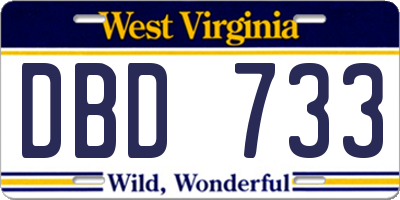 WV license plate DBD733