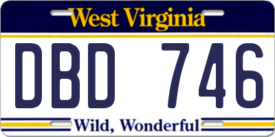 WV license plate DBD746