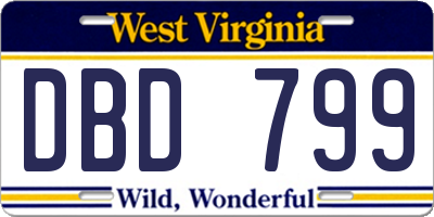 WV license plate DBD799