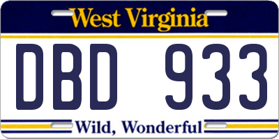 WV license plate DBD933