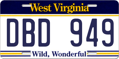 WV license plate DBD949