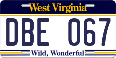 WV license plate DBE067