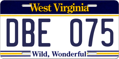 WV license plate DBE075
