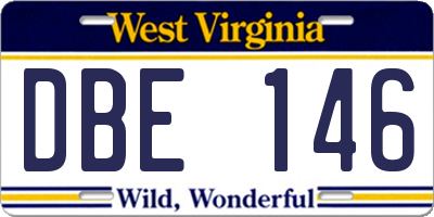 WV license plate DBE146
