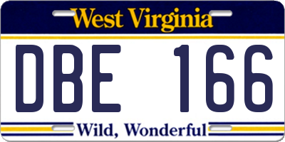 WV license plate DBE166
