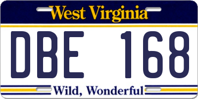 WV license plate DBE168