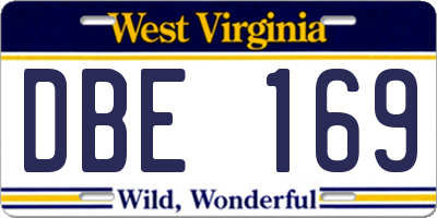 WV license plate DBE169