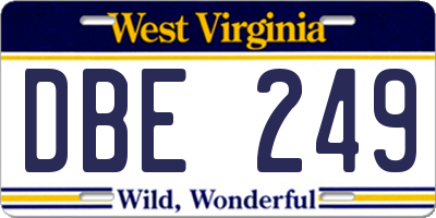 WV license plate DBE249