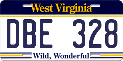 WV license plate DBE328