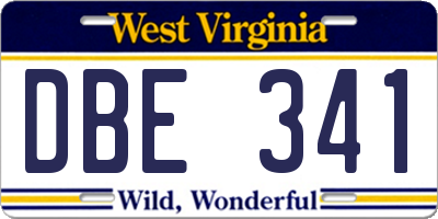WV license plate DBE341