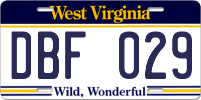 WV license plate DBF029