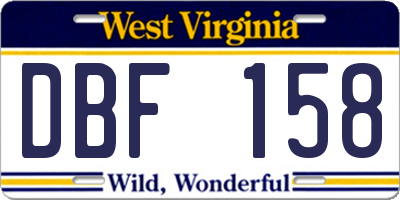 WV license plate DBF158