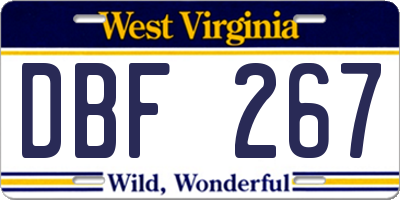 WV license plate DBF267