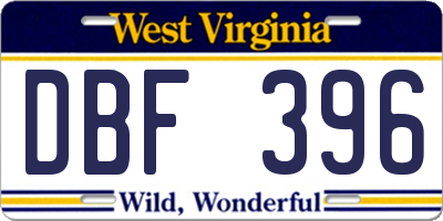 WV license plate DBF396