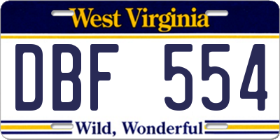 WV license plate DBF554
