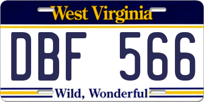 WV license plate DBF566