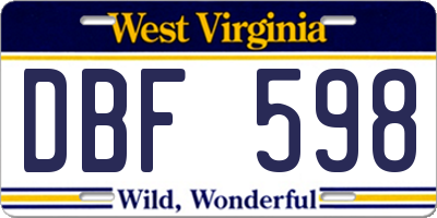 WV license plate DBF598