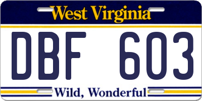 WV license plate DBF603