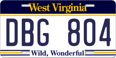 WV license plate DBG804