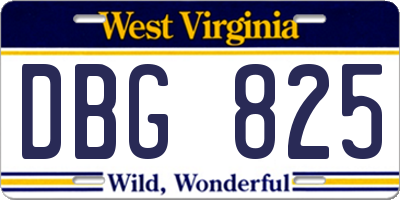 WV license plate DBG825
