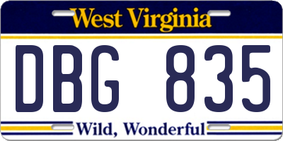 WV license plate DBG835