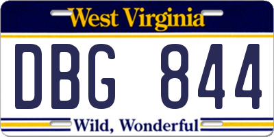 WV license plate DBG844