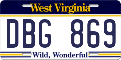 WV license plate DBG869
