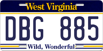 WV license plate DBG885