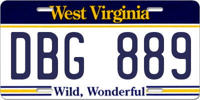 WV license plate DBG889