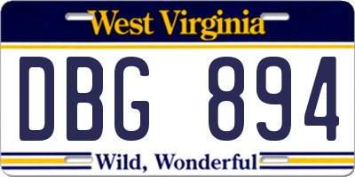 WV license plate DBG894