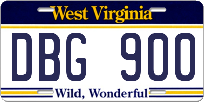 WV license plate DBG900