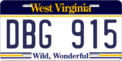 WV license plate DBG915