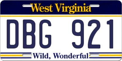 WV license plate DBG921