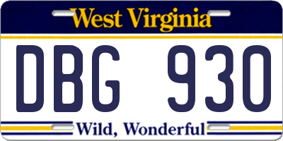 WV license plate DBG930