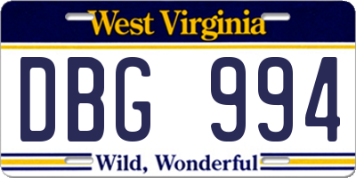 WV license plate DBG994