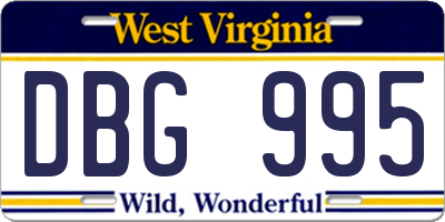 WV license plate DBG995