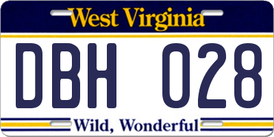 WV license plate DBH028