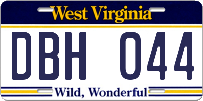 WV license plate DBH044