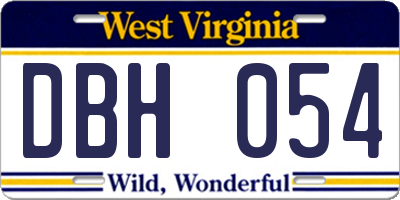 WV license plate DBH054