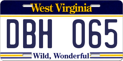 WV license plate DBH065