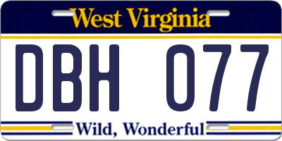 WV license plate DBH077