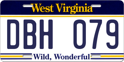WV license plate DBH079